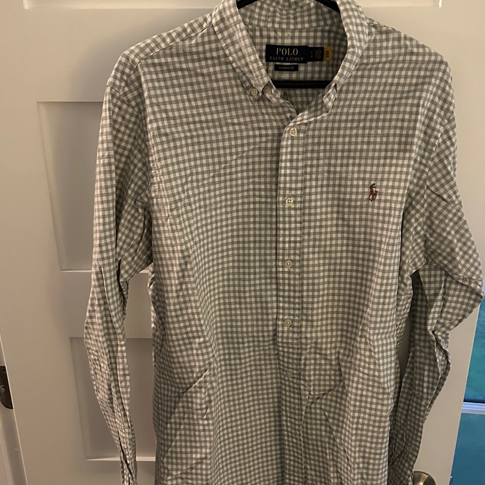 Polo by Ralph Lauren Men's Gray Checkered Shirt